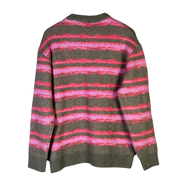 Zara Striped Knit Oversized Sweater Womens M Brown Pink Cozy Indie Retro Y2K - Picture 5 of 7
